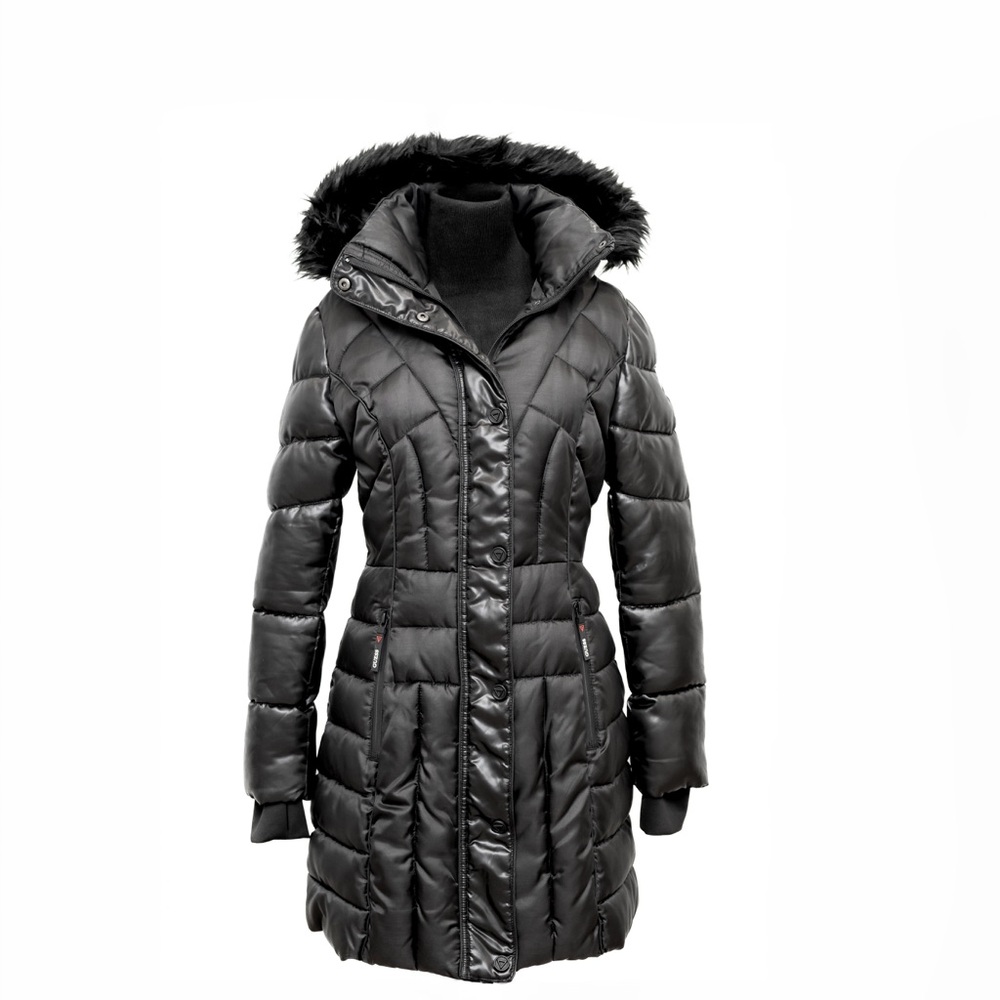 GUESS Faux Fur Trim Hooded Puffer Jacket (XS)